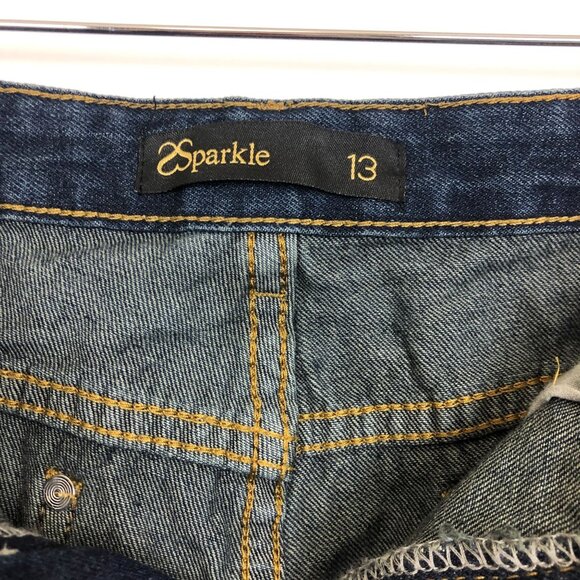 New Sparkle Women's Booty Shorts Sz 13 Jrs Fringe Rhinestones Raw Hem Destroyed - Picture 3 of 13